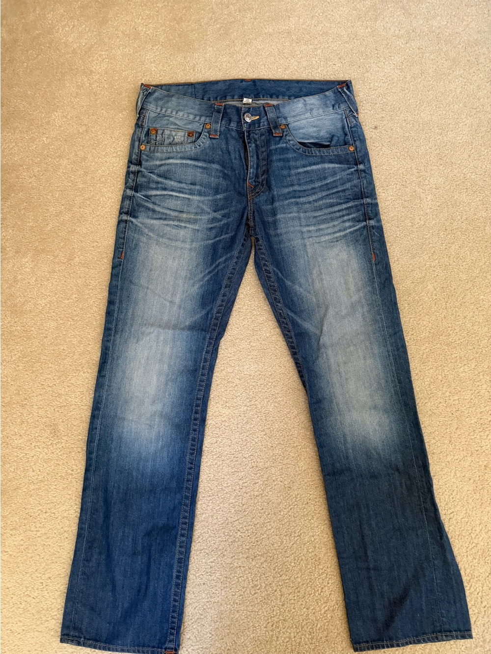True Religion Men's Medium Blue Straight Jeans